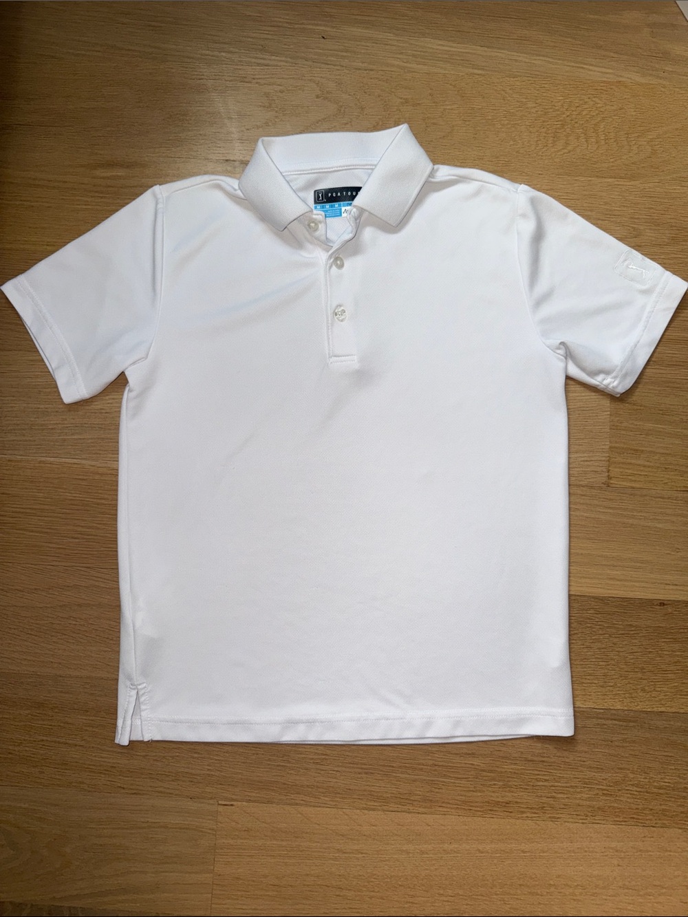 PGA Tour White Boys Polo Shirt Sz M 10-12